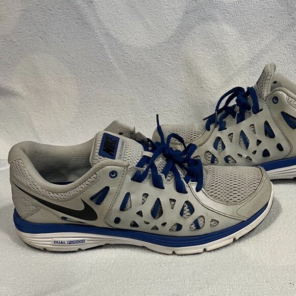 Nike Dual Fusion Run 2 Men SZ 11.5 Grey/Blue Athletic Trainer Shoes 599541-010 - Picture 4 of 6